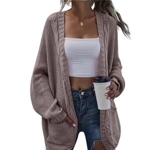 Cable Knit Batwing Cardigan - Size L